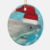 Merry Great White KerstShark Santa Hat Funny Keramisch Ornament (Links)