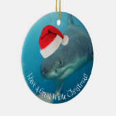 Merry Great White KerstShark Santa Hat Funny Keramisch Ornament (Rechts)