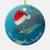 Merry Great White KerstShark Santa Hat Funny Keramisch Ornament (Voorkant)