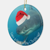 Merry Great White KerstShark Santa Hat Funny Keramisch Ornament (Links)