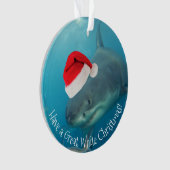 Merry Great White KerstShark Santa Hat Funny Ornament (voorkant)