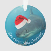 Merry Great White KerstShark Santa Hat Funny Ornament (voorkant)
