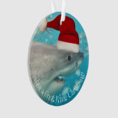Merry Great White KerstShark Santa Hat Funny Ornament (voorkant)