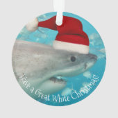 Merry Great White KerstShark Santa Hat Funny Ornament (achterkant)