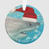 Merry Great White KerstShark Santa Hat Funny Ornament (voorkant)