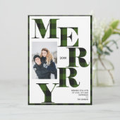 Merry | Green Buffalo Plays Vertical Photo Holiday Kaart (Staand voorkant)