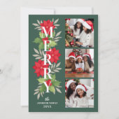 Merry Green KerstFloral 3 Foto Feestdagenkaart (Voorkant)