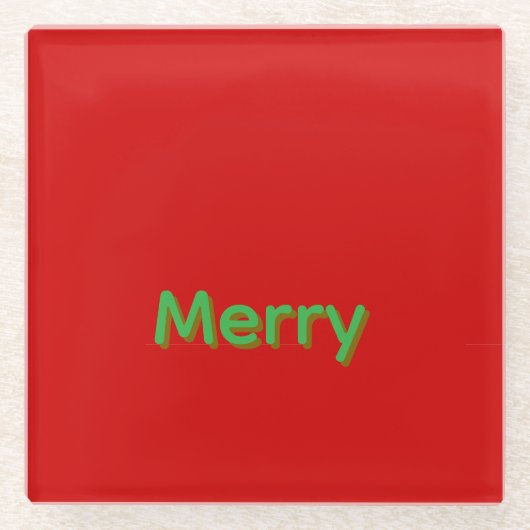 Merry Green Naam op Rood Glazen Onderzetter (Voorkant)