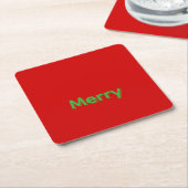 Merry Green Naam op Rood Kartonnen Onderzetters (Schuin)