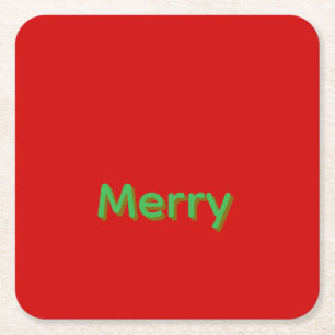 Merry Green Naam op Rood Kartonnen Onderzetters