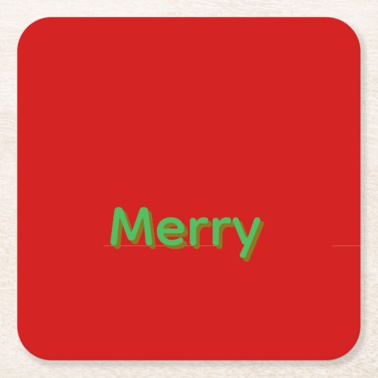 Merry Green Naam op Rood Kartonnen Onderzetters (Voorkant)