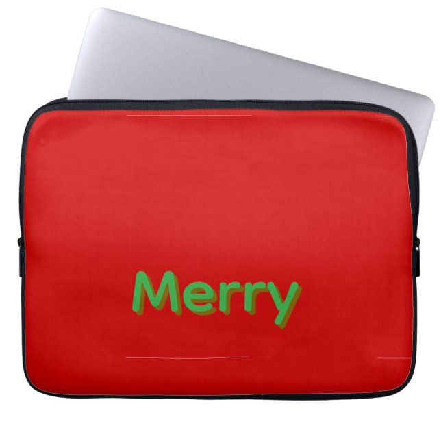Merry Green Name op Rood Laptop Sleeve (Voorkant)