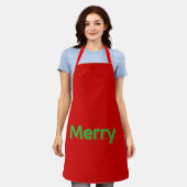 Merry Green Name op Rood Schort (Gedragen)