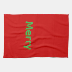 Merry Green Name op Rood Theedoek