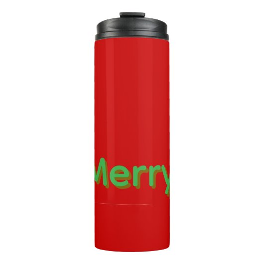 Merry Green Name op Rood Thermosbeker (Voorkant)