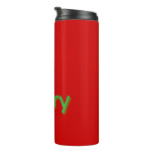Merry Green Name op Rood Thermosbeker (Geroteerd rechts)