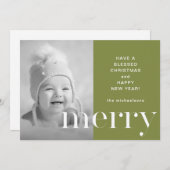 Merry Green Photo Kaart Holiday Greeting (Voorkant / Achterkant)