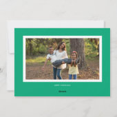 Merry Green Retro Script Christmas Photo Feestdagenkaart (Achterkant)