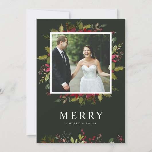 Merry Greenery Foto Feestdagenkaart (Voorkant)