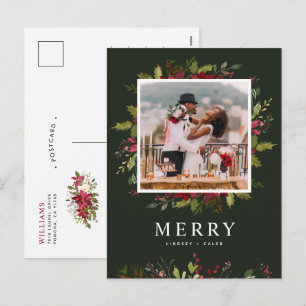 Merry Greenery Fotobeeld met bewerkbare kleuren Feestdagenkaart