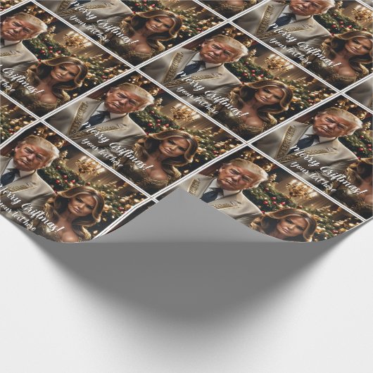 Merry Griftmas Donald en Melania Cadeaupapier (Hoek)