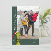 Merry Grinchmas Familiefoto Feestdagenkaart (Staand voorkant)