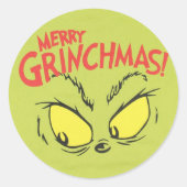 💚 merry grinchmas | Funny Christmas Tee | Ronde Sticker (Voorkant)