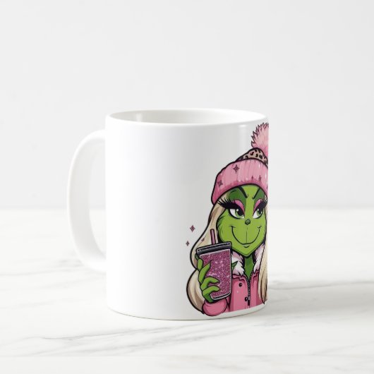 💚 Merry Grinchmas Girl Mug Koffiemok (Voorkant links)