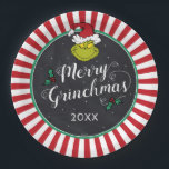 Merry Grinchmas | Grinch Holiday Party Papieren Bordje<br><div class="desc">Dit jaar vieren jullie feestdag met deze schattige dr. Seuss-kartonnen borden. Personaliseer door het jaar of de douanetekst toe te voegen.</div>