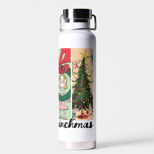 Merry Grinchmas Holiday Collage Waterfles (Achterkant)