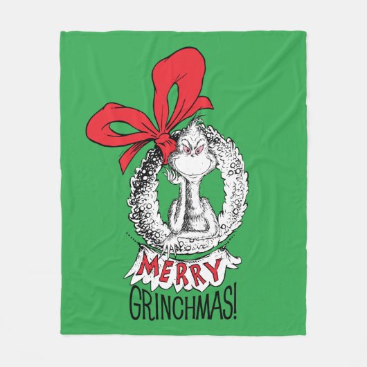Merry Grinchmas Wreath The Grinch Fleece Deken (Voorkant)