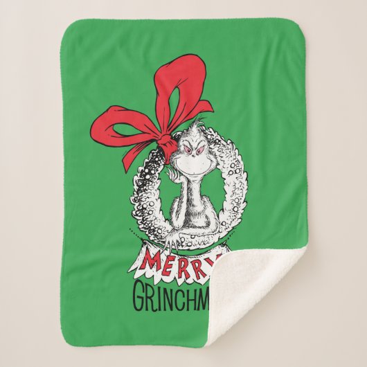 Merry Grinchmas Wreath The Grinch Sherpa Deken (Voorkant)