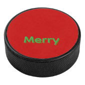 Merry Groene Naam op Rood Hockey Puck (3/4)