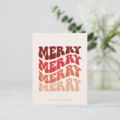 Merry Groovy Wavy Red Typography Christmas Feestdagenkaart (Staand voorkant)