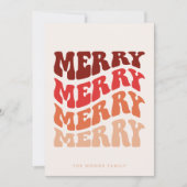 Merry Groovy Wavy Red Typography Christmas Feestdagenkaart (Voorkant)