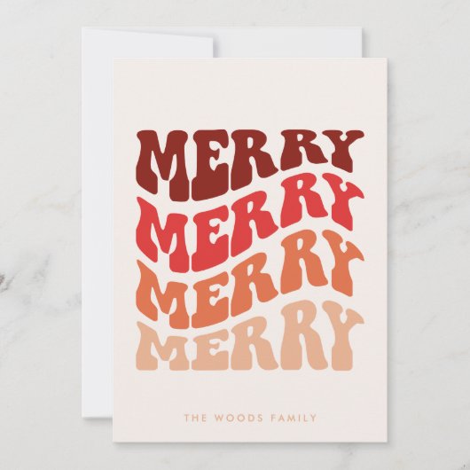 Merry Groovy Wavy Red Typography Christmas Feestdagenkaart (Voorkant)