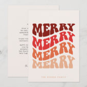 Merry Groovy Wavy Red Typography Christmas Feestdagenkaart (Voorkant / Achterkant)