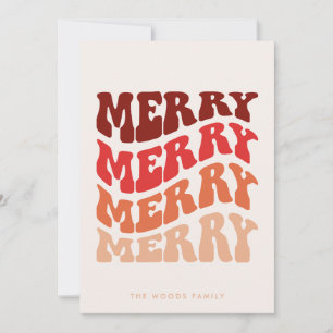 Merry Groovy Wavy Red Typography Christmas Feestdagenkaart