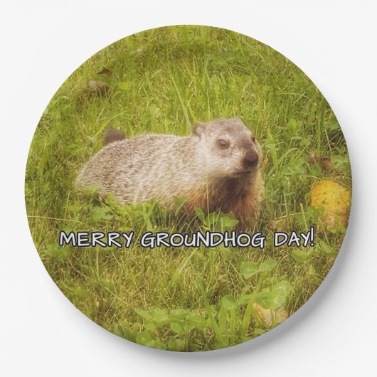 Merry Groundhog Day borden Papieren Bordje (Voorkant)