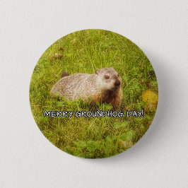 Merry Groundhog Day-knop Ronde Button 5,7 Cm