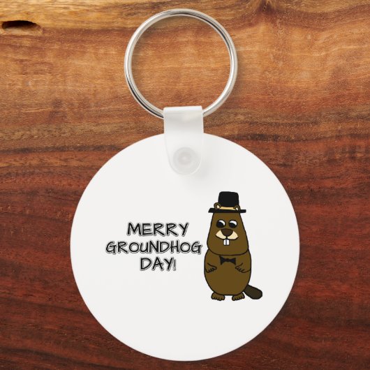 Merry Groundhog Day Sleutelhanger (Achterkant)