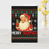 Merry Hairmas Christmas Sweater Santa Hairstylist  Kaart (Gele Bloem)