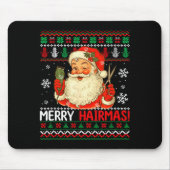 Merry Hairmas Christmas Sweater Santa Hairstylist  Muismat (Voorkant)