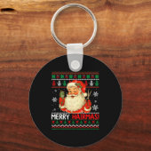 Merry Hairmas Christmas Sweater Santa Hairstylist  Sleutelhanger (Voorkant)