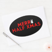Merry Half Xmas - Grappige kerst in juli vakantie Ovale Sticker (Envelop)