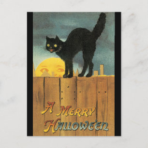  Merry Halloween Cat van Ellen Clapsaddle Briefkaart