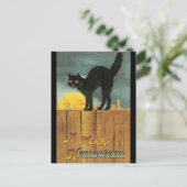Merry Halloween Cat van Ellen Clapsaddle Briefkaart (Staand voorkant)