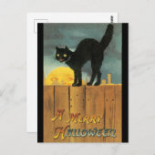 Merry Halloween Cat van Ellen Clapsaddle Briefkaart (Voorkant / Achterkant)