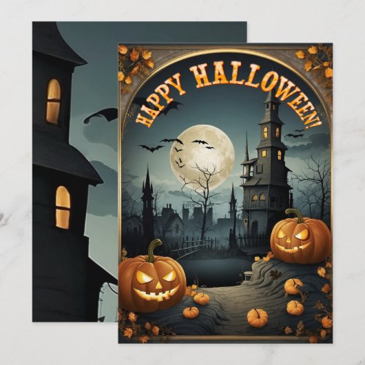 Merry Halloween kaart (Voorkant / Achterkant)