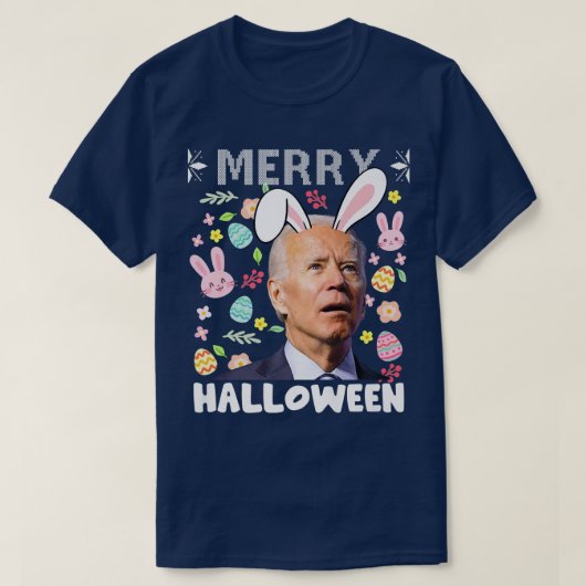 Merry Halloween verwarused Joe Biden Bunny Easter  T-shirt (Design voorkant)